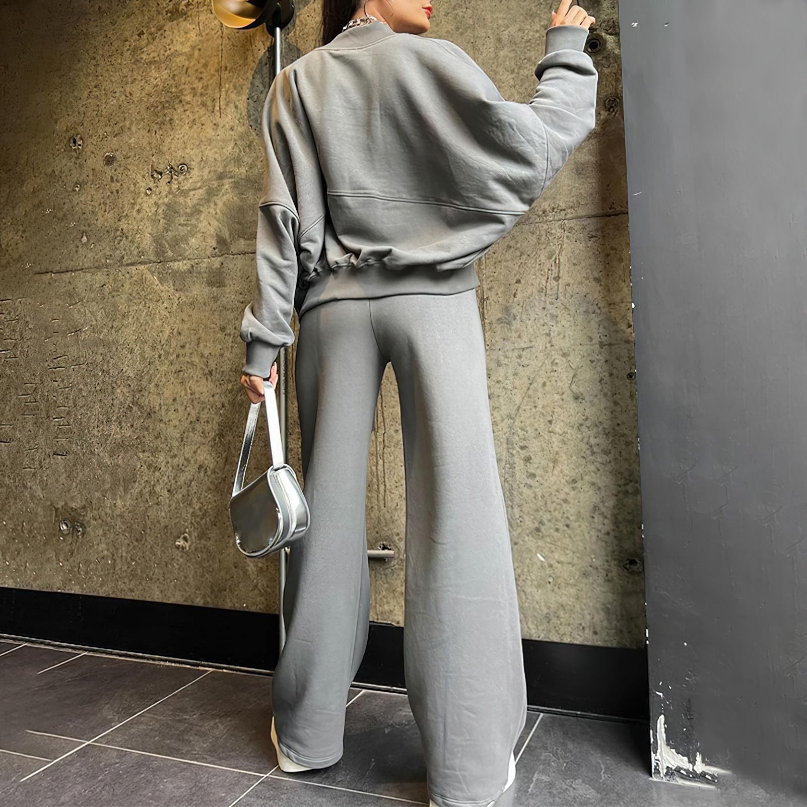 amropi Survêtement Femme Ensemble de Veste à Zippé et Pantalon Jogging