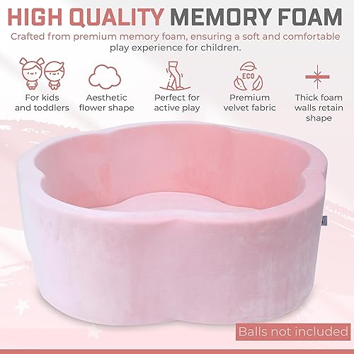 Miniatura 2 de Piscina de pelotas para bebé, de terciopelo prémium de espuma viscoelástica para niños pequeños de 1 a 3 años y bebés, gran bola de flores rosas,