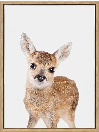 Miniatura 2 de Kate and Laurel Sylvie Animal Studio - Lienzo enmarcado para pared, diseño de ciervos, por Amy Peterson Art Studio, 18 x 24 pulgadas, natural,