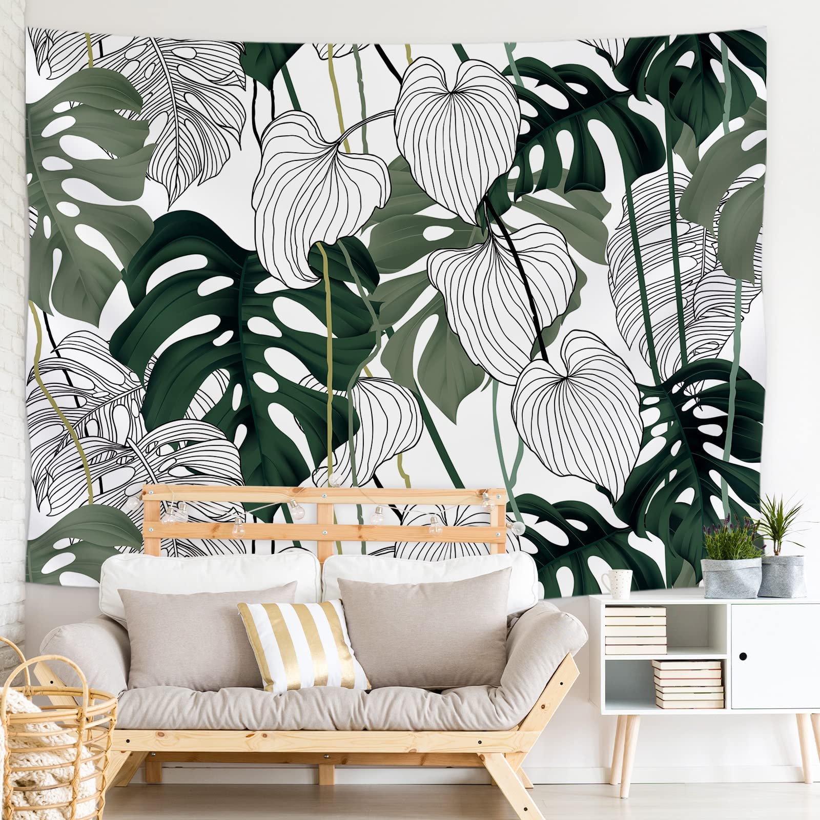 JOYPLUS Palm Tree Leaves Tapestry, Tropical Natural Plant Pattern Tapestries, Wall Hanging for Bedroom Living Room Dorm (59.1"x 78.7")