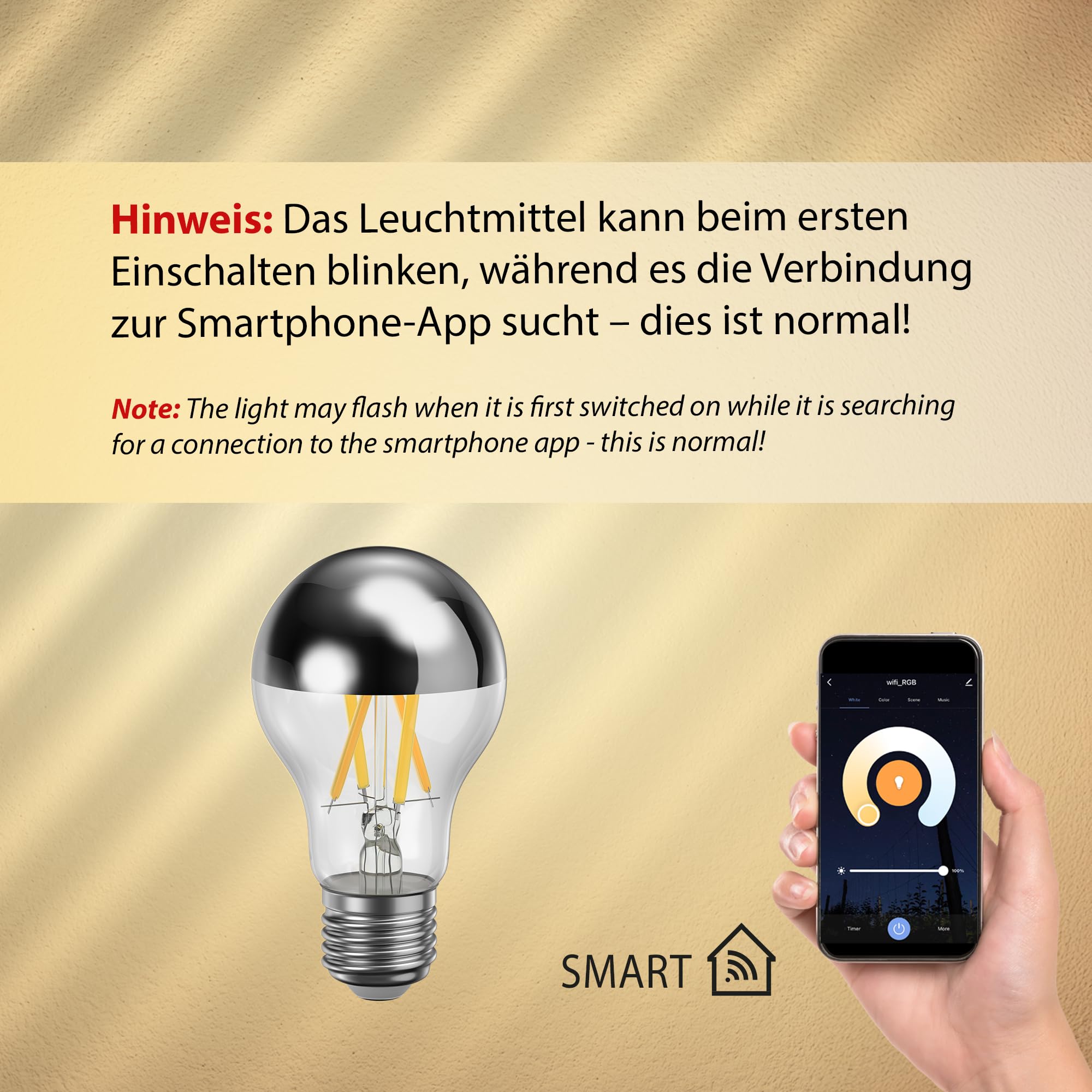 ledscom.de 5x E27 LED Leuchtmittel, A60, warmweiß - kaltweiß (2700-7000 K), 4,8 W, 486lm, Smart Home, WLAN, Alexa, Kopfspiegel (silber)