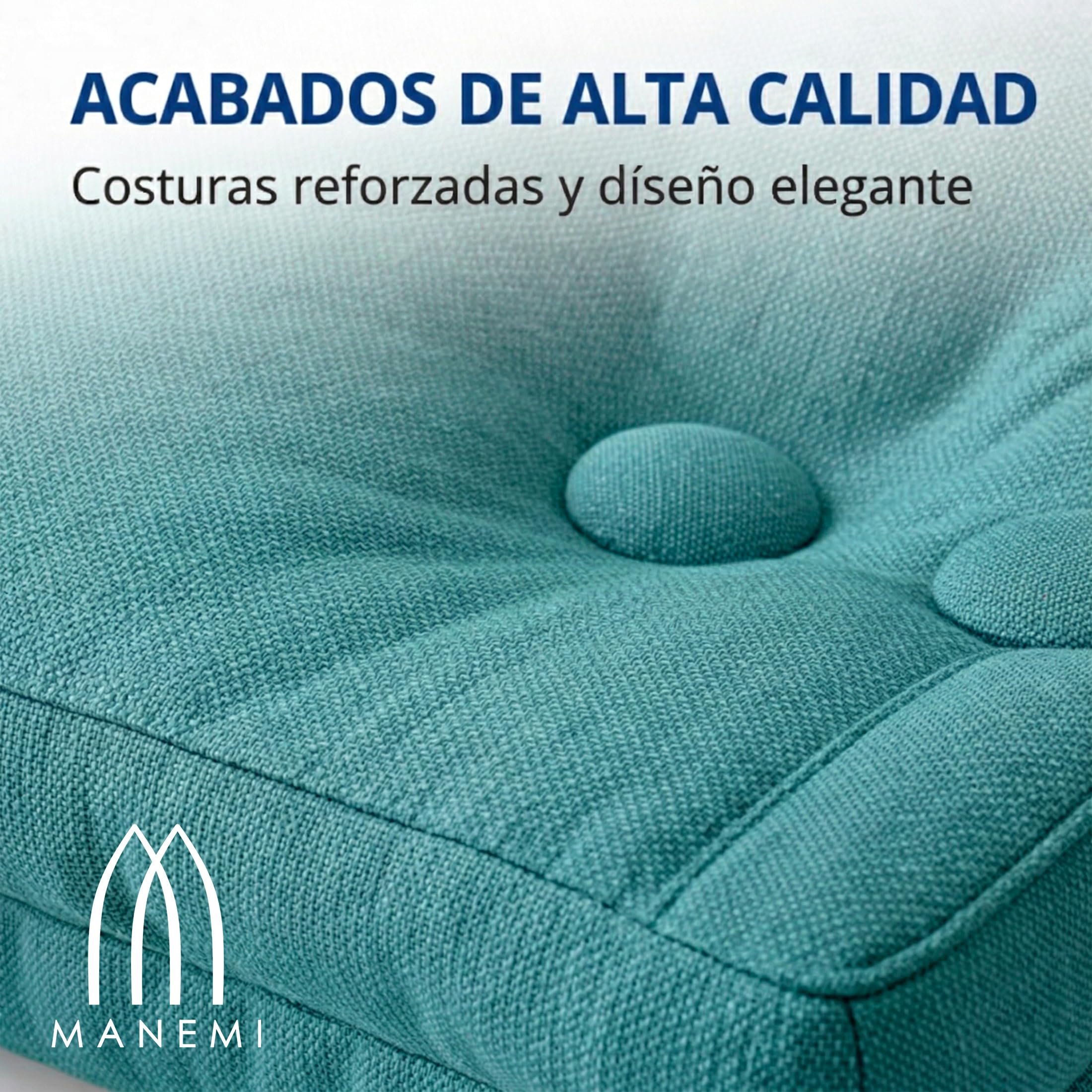 MANEMI Juego de 2 Cojnes de Suelo Acolchado 45x45x10cm, Cojines para Palets, Banco, Silla y Suelo, Asiento Cómodo Decorativo para Interior y Exterior. Juego de 2 Cojnes Decorativo