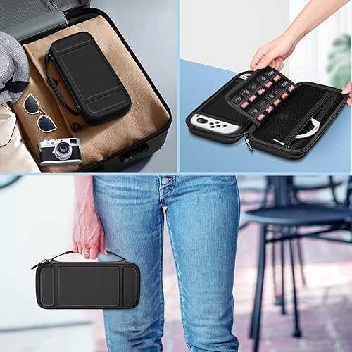 Miniatura 7 de Fintie Funda de transporte para Nintendo Switch OLED modelo 2021Switch 2017, a prueba de golpes funda protectora rígida bolsa de viaje con 10