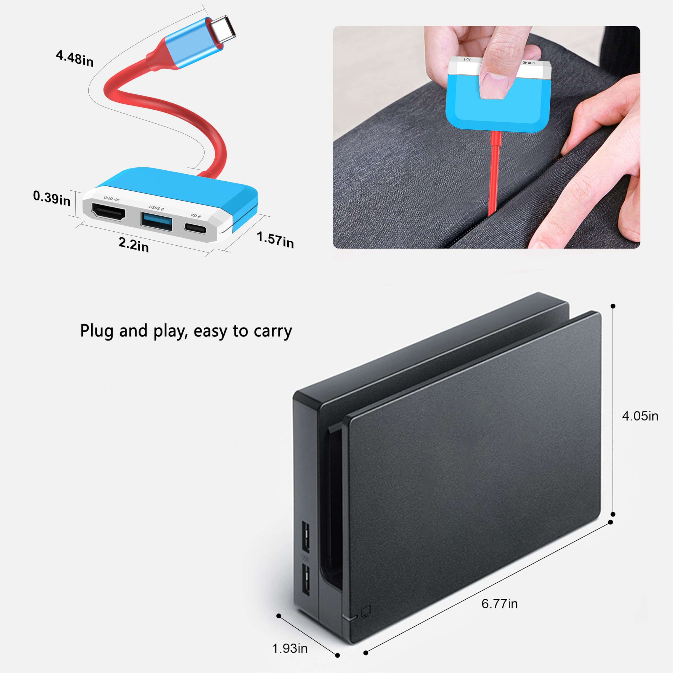Amazon.co.jp: 【純正互換】3-in-1 ミニTVドック、4K HDMI・USB 3.0