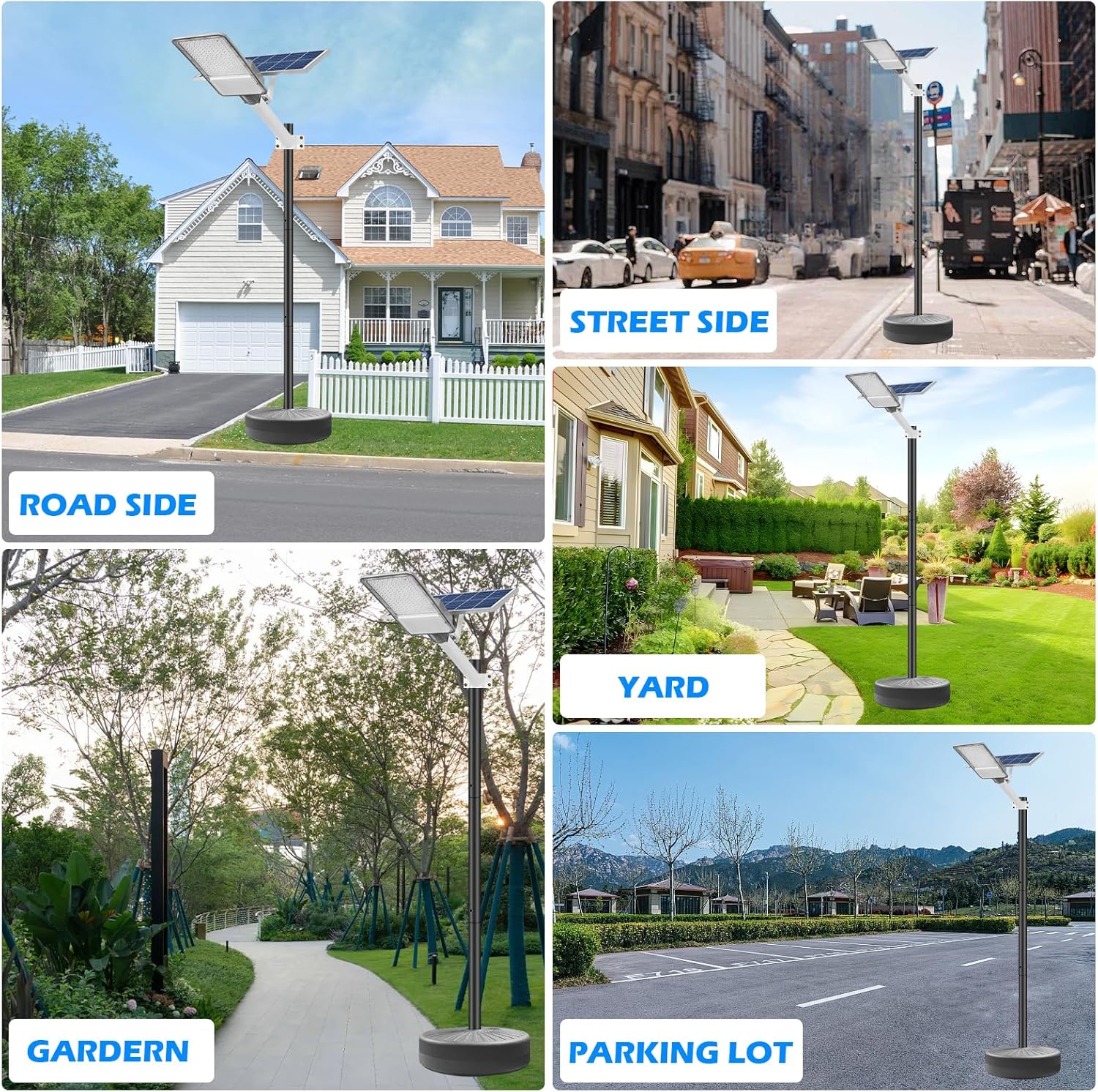 Street Lights Pole Outdoor with Detachable Base, Water or Sand Fillable for Outdoor, Patio, Market, Lawn, Garden, 50lbs Weight Capacity,65" Detachable Base Street Lamp Post