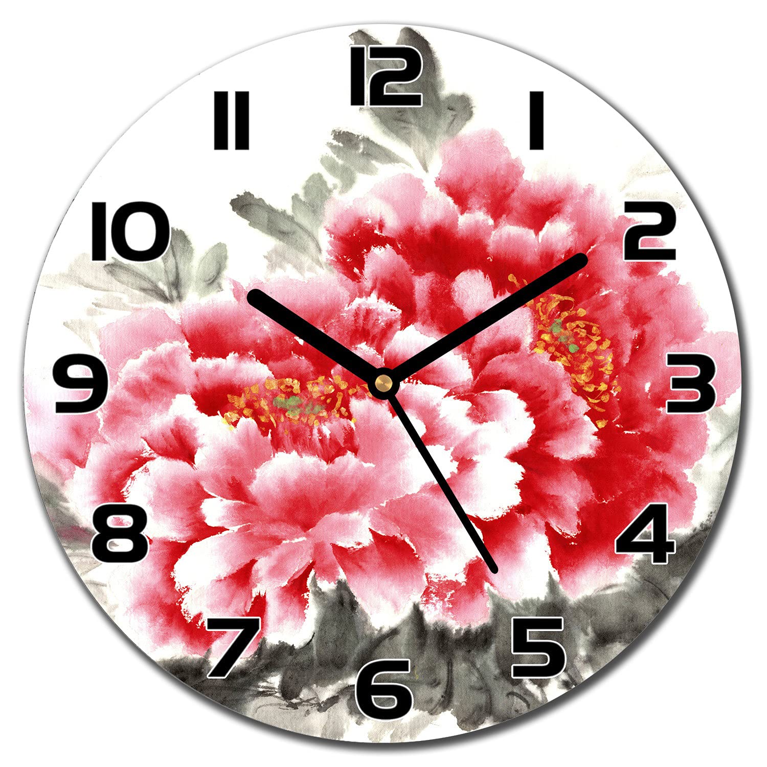 Horloge en Verre Cuisine Salon 30 cm Motif Jardin de Roses Florales