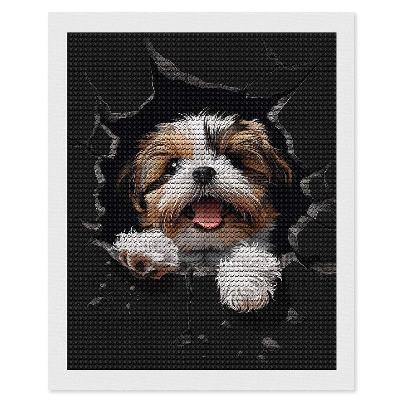 Junmoney Shih Tzu(2) Diamond Art Canvas 16"x20", for Adults, Pleasing Wall Art Project, Modern Decor, Gift Idea, Nice Detail and Sparkle