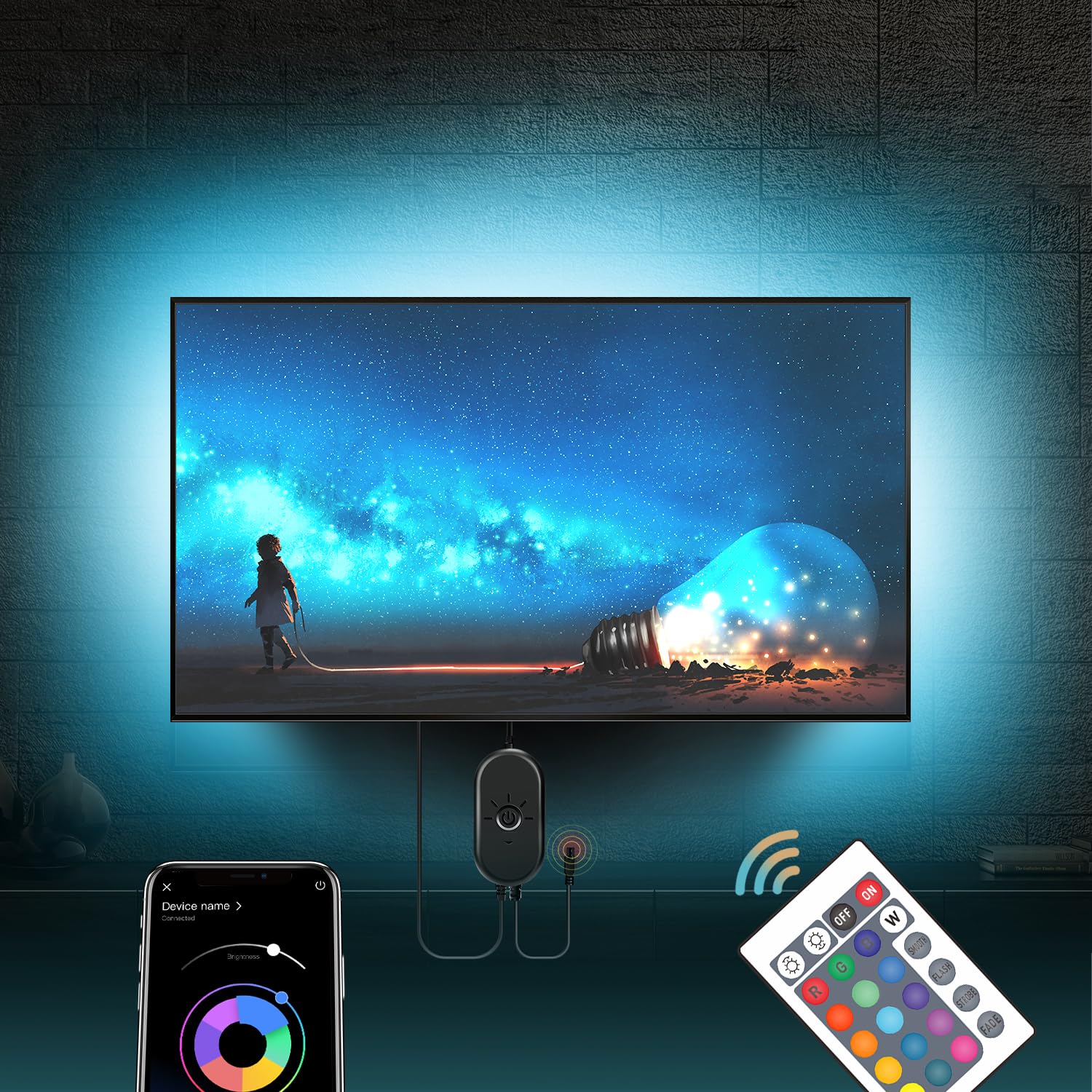 MATICOD Striscia LED RGBIC 4m Per TV 45-75 Pollici, Retroilluminazione Con Bluetooth, APP, Telecomando E Sincronia Musica