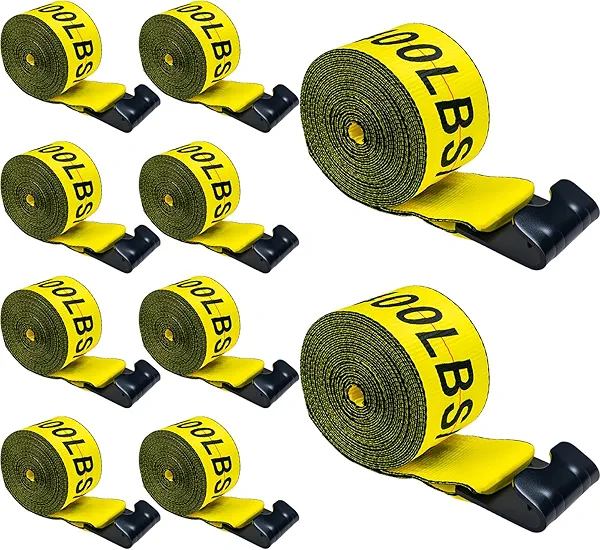 JOYANALL Truck Straps, 4" x30' Heavy Duty Tie Down w/Flat Hooks WLL# 5400lbs, Winch Straps Cargo Straps tie Down for Flatbeds, Trucks, Trailers, Farms, Rescues, Tree Saver(10 Pack)