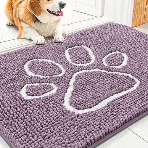 Miniatura 135 de Smiry Tapete para puerta de perro para patas fangosas, absorbente que atrapa la suciedad, antideslizante, de secado rápido, lavable, tapete de