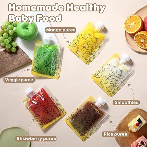 Miniatura 3 de Paquete de 20 bolsas reutilizables de comida para bebés para niños pequeños, bolsa recargable para puré de manzana, yogur, bocadillo de jugo de puré