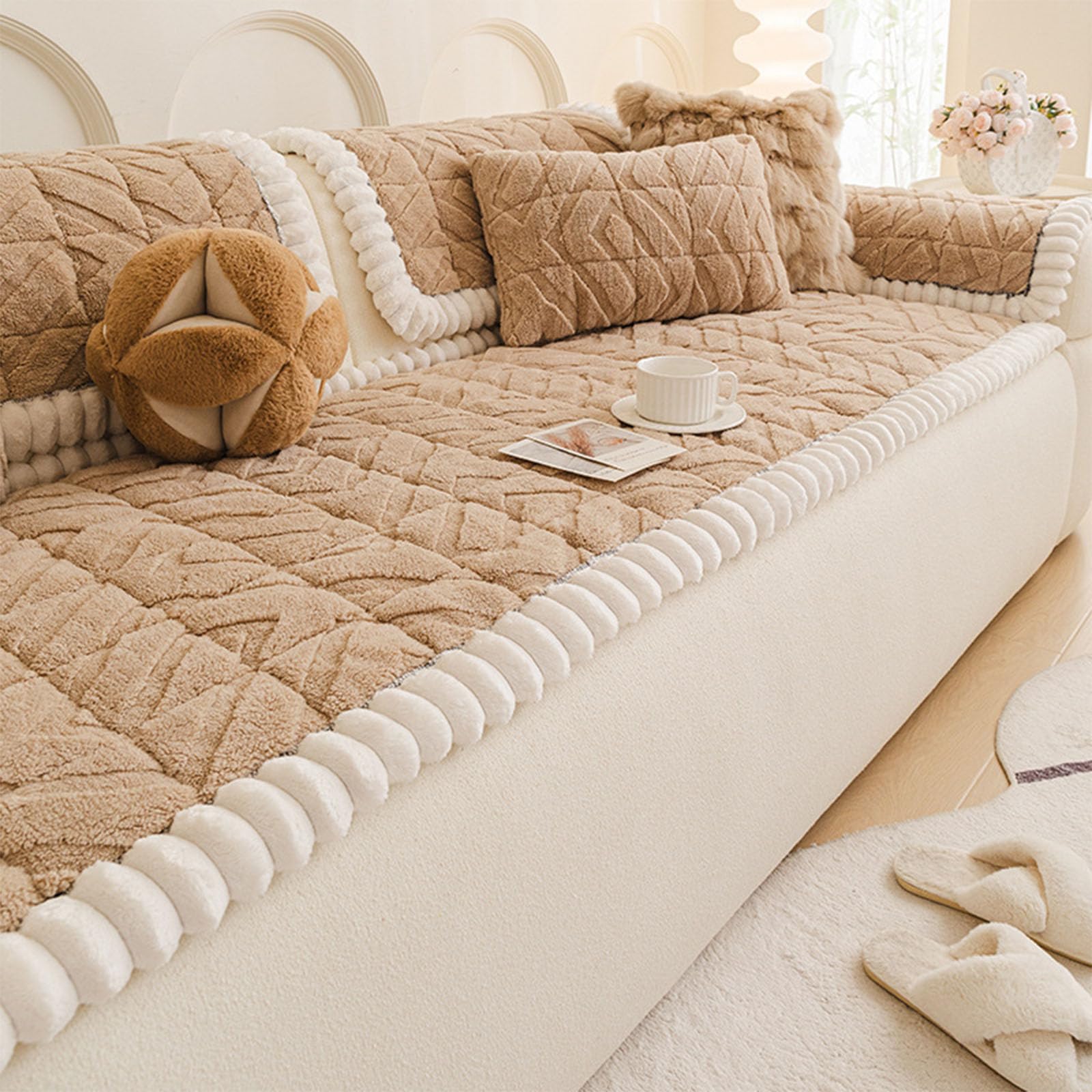 Protège-canapé antidérapant et imperméable en peluche épaisse