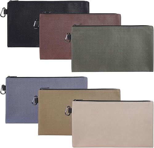 GLOBLELAND Paquete de 6 bolsas de herramientas de lona de 6 colores de 12.8 x 7.28 pulgadas, bolsas de herramientas resistentes con cremallera,