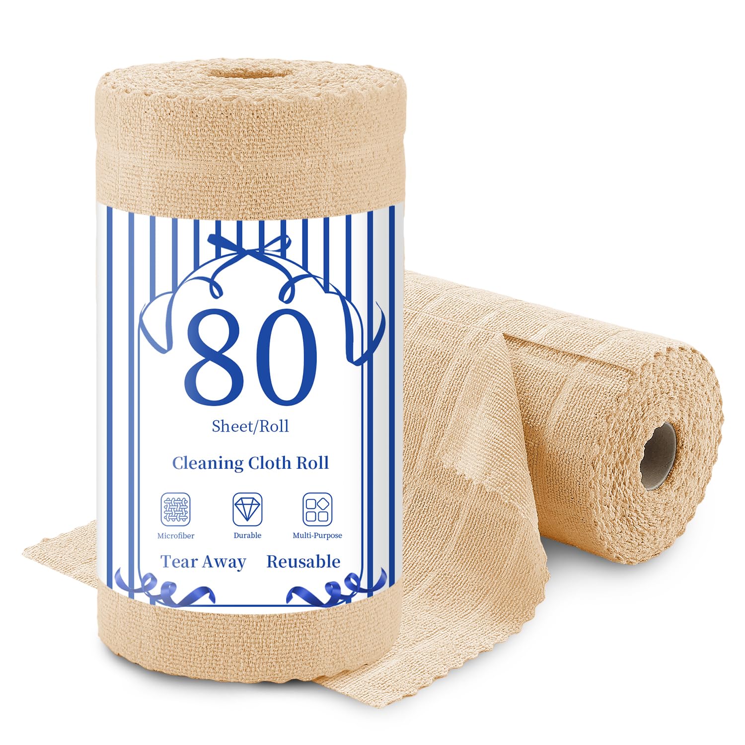 80 Pack Microfiber Cleaning Cloth Roll,Lint Free Rags Paper Towels &amp; Tear Away Reusable Towels,Washable Shop Rags,Wash Cloths Dish Rags(12" x 12") for Car Kitchen Window Garage-Apricot Yellow