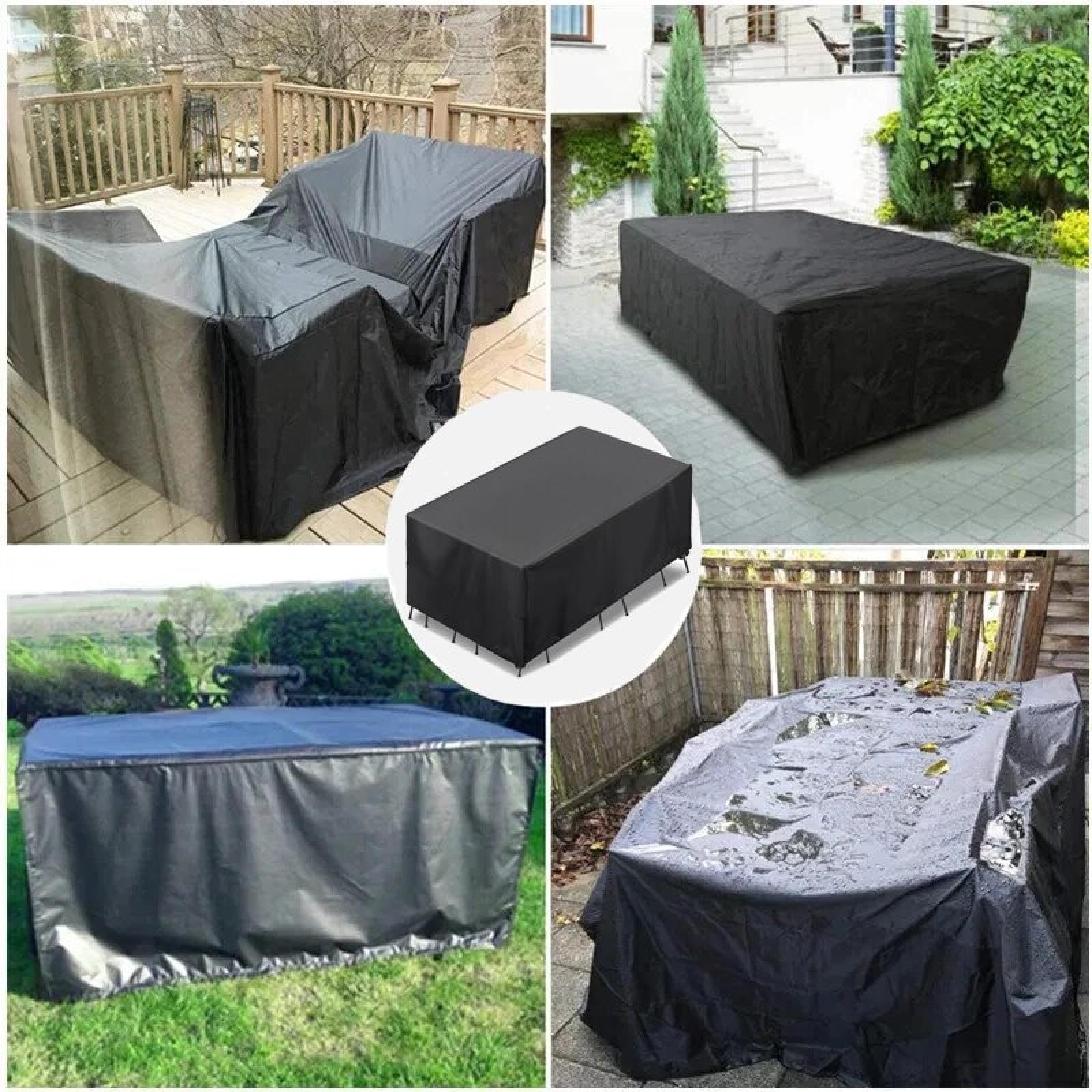 Copertura per Mobili da Giardino,2200x90x95cm/LxWxH Nero Telo 420D Oxford Impermeabile Antivento Antipolvere Telo Protettivo Resistente per Tavoli e Sedie da Esterno 200x160x90cm(LxWxH)