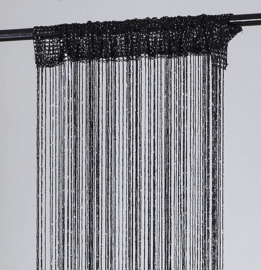 1 Piece Rod Pocket Decorative Door String Curtain Wall Panel Fringe Room Divider Blind Divider Tassel Screen Window Treatment Decor For Teenage Girls Bedroom Seguin Doorway Beads(4016-BLACK.)