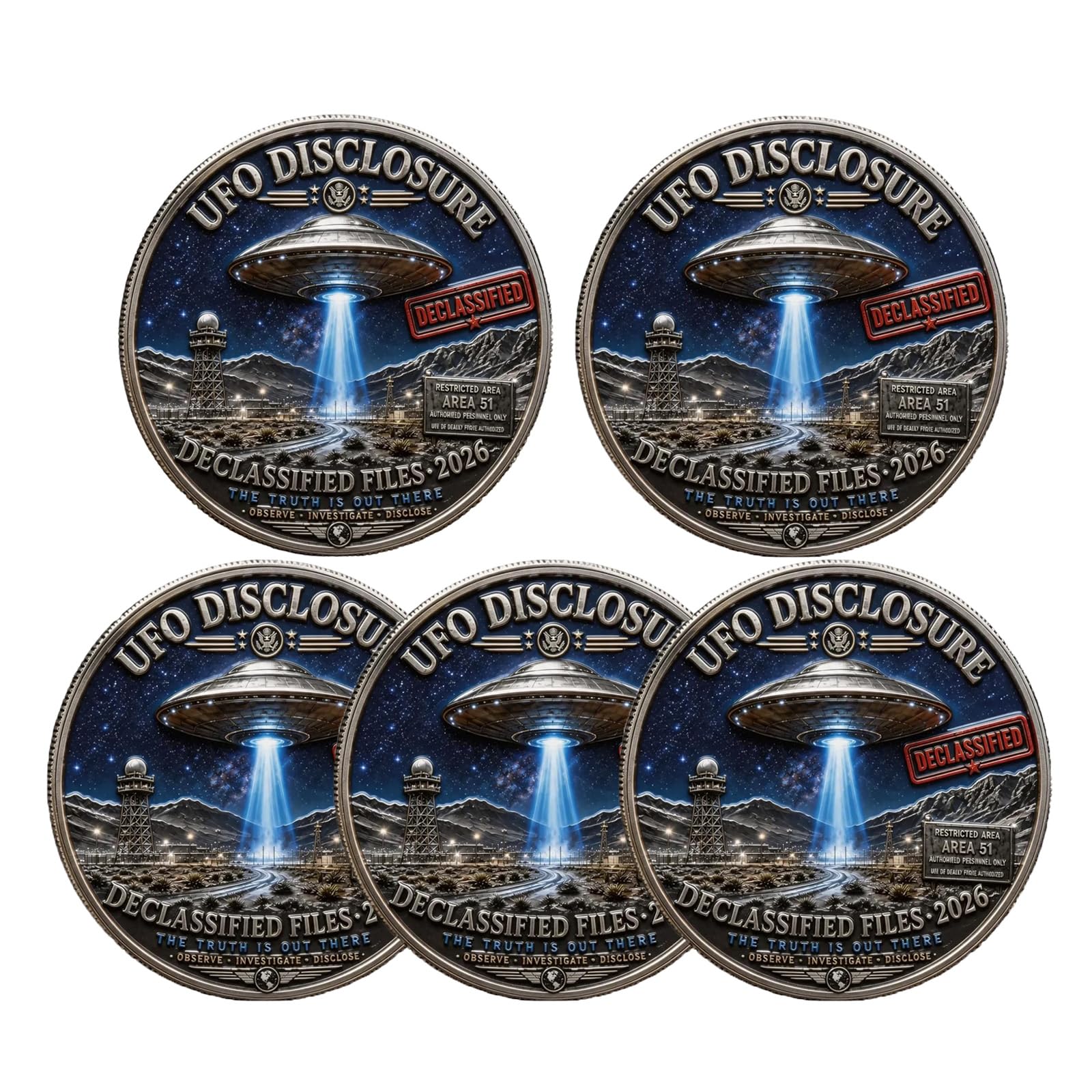 2026 UFO Disclosure Commemorative Coin, UAP Declassified Files Challenge Coin, Area 51 Metal Souvenir Token