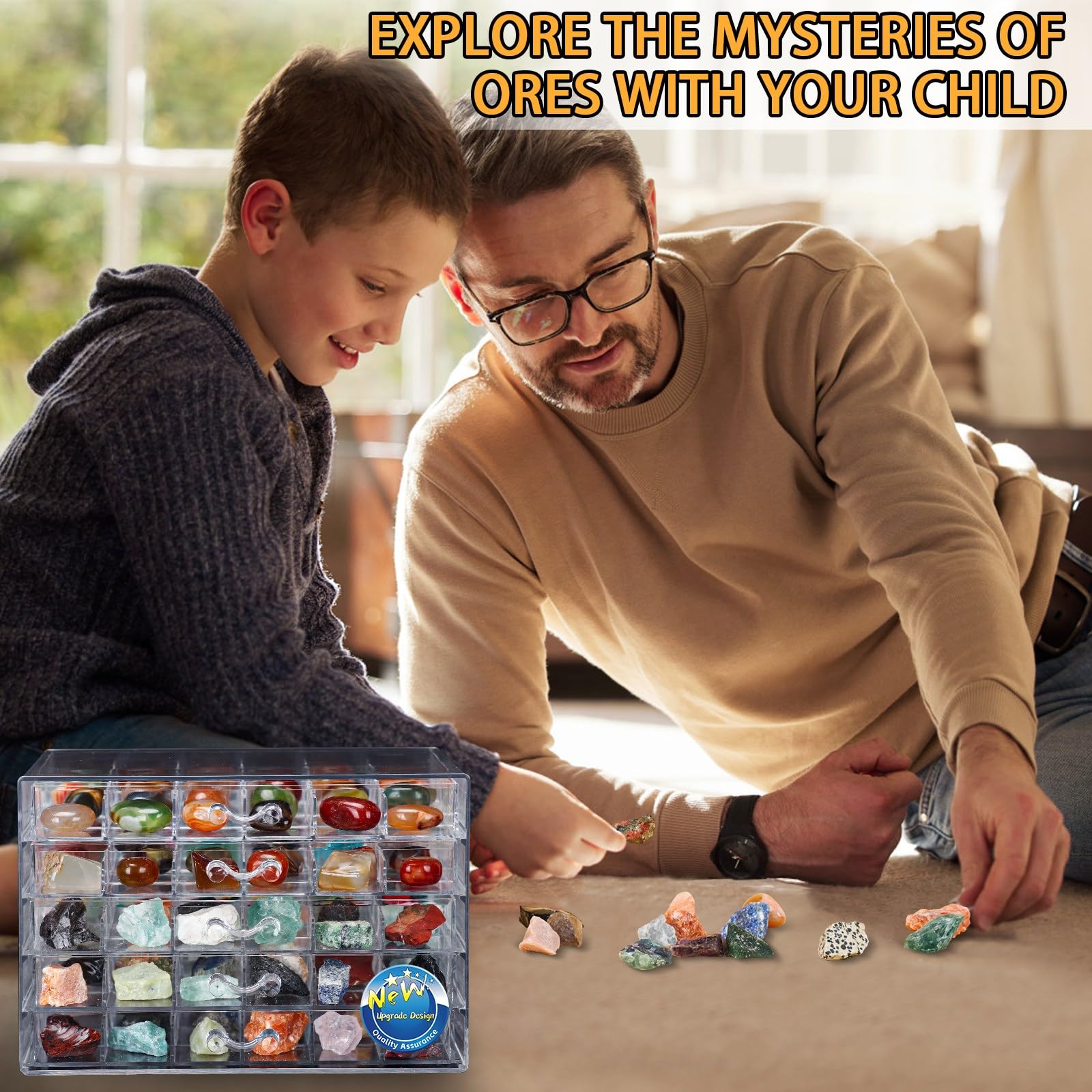 Crystal Rock Collection - Espositore per oggetti da collezione, scatola da collezione Rock per bambini, collezione Rock, scatola da collezione Rock per bambini, 5 strati