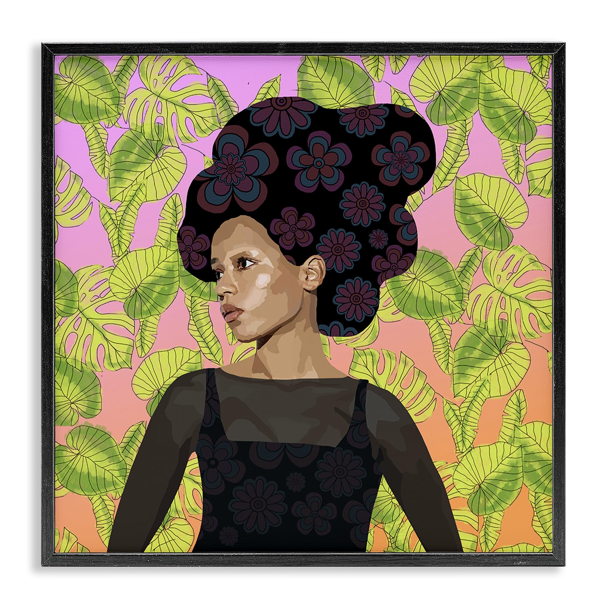 Stupell Industries Midnight Black (Textured) 'Whispers Of Bloom'| Framed Giclee Art