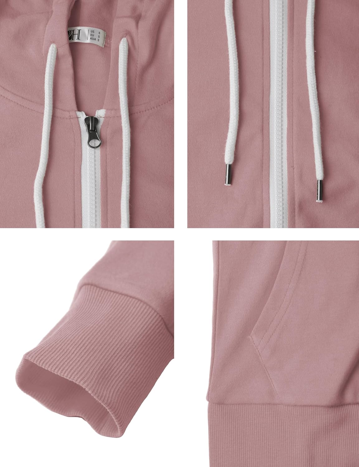 H2H Women's Slim Fit Zip Up & Pullover Hoodie Lightweight Long Sleeve Kangaroo Pocket Basic Casual Sweatshirt - Image 5