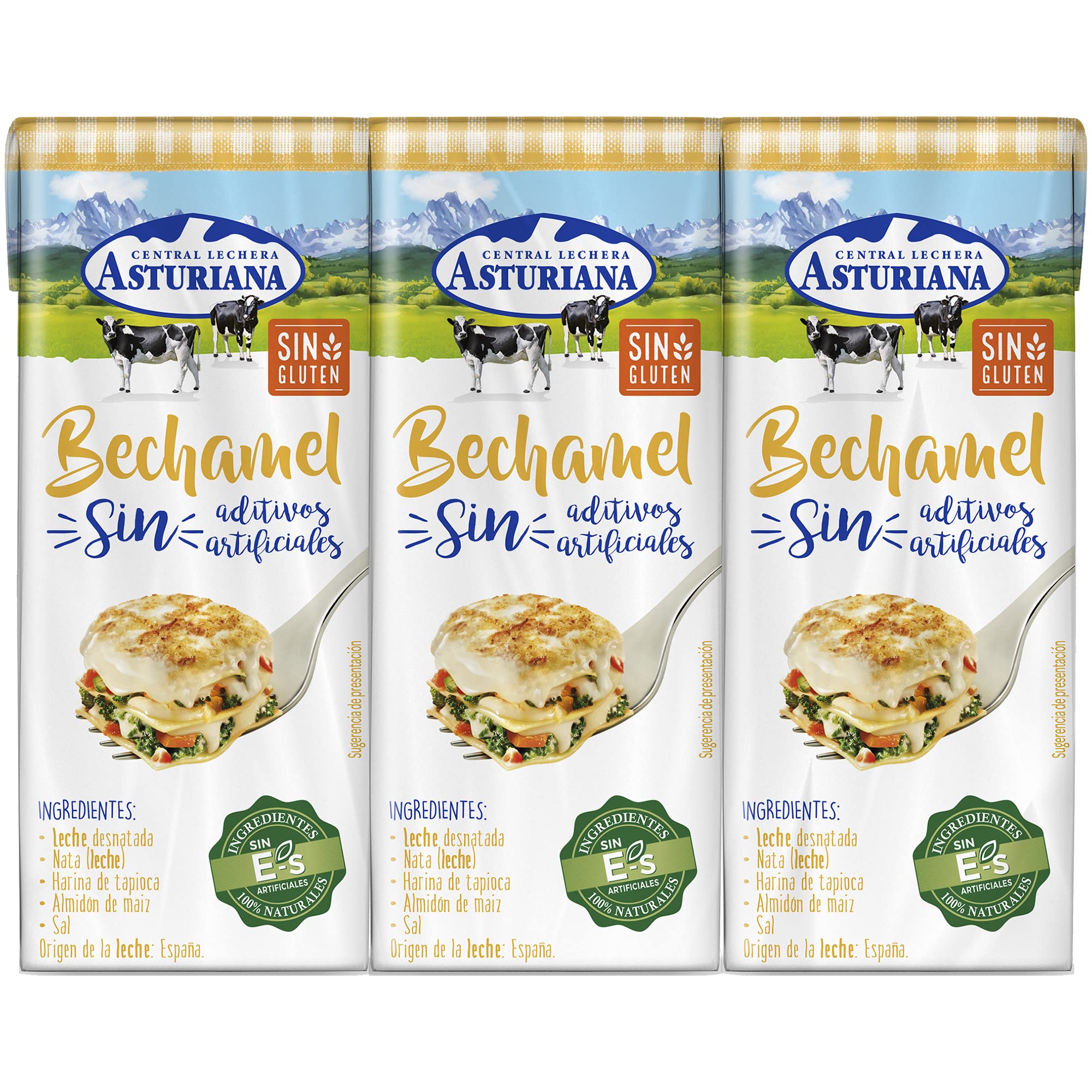 Central Lechera Asturiana Bechamel Sin Gluten, Pack 3 x 200ml