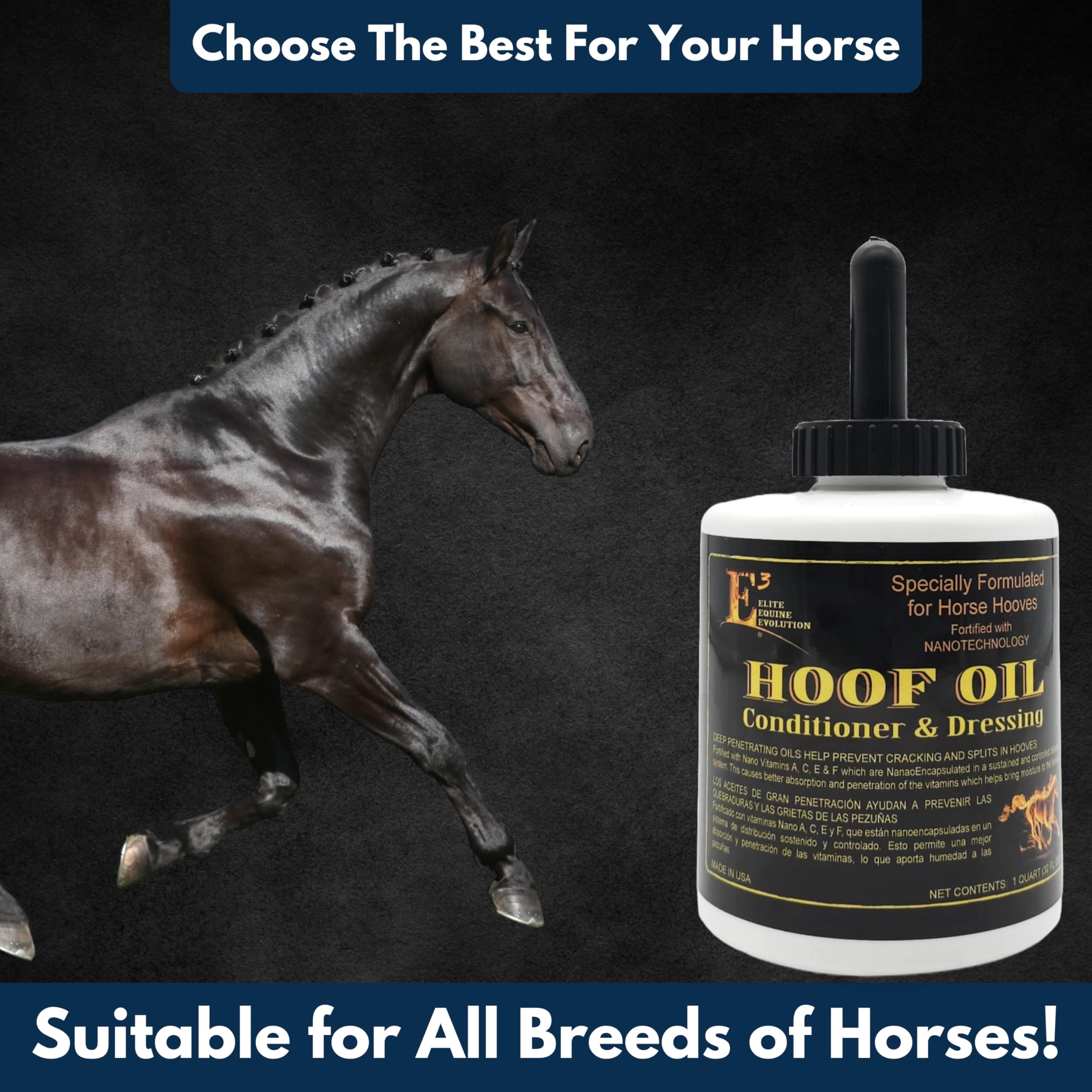 E3 Hoof Conditioner & Dressing Oil 32 oz, Expert Formula for Nourishing & Protecting Horse Hooves, Deep Conditioning for Elasticity, Enhances Shine, Protective Barrier, Easy Application - image 5