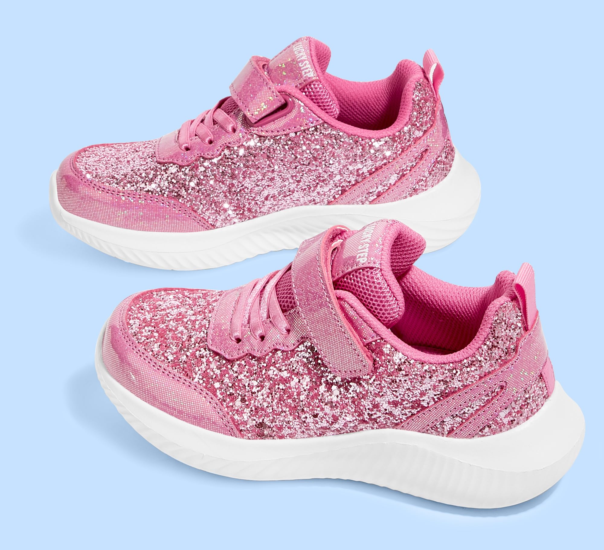 LUCKY STEP Scarpe da Ginnastica alla Moda per Bambini, Scarpe Sportive da Tennis con Paillettes per Ragazzi/Ragazze | Princess Bling Shiny Athletic Walking Scuola Tennis Scarpe per Ragazzi/Ragazze