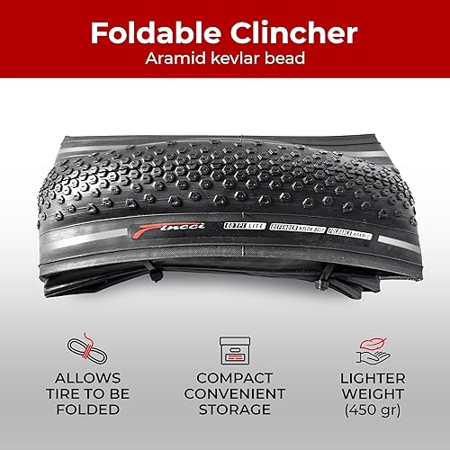 Miniatura 4 de Fincci Par de neumáticos 700 x 38c 40-622 con protección antipuntura de 0.039 in para ciclo de grava ciclocross eléctrico MTB Cross bicicleta