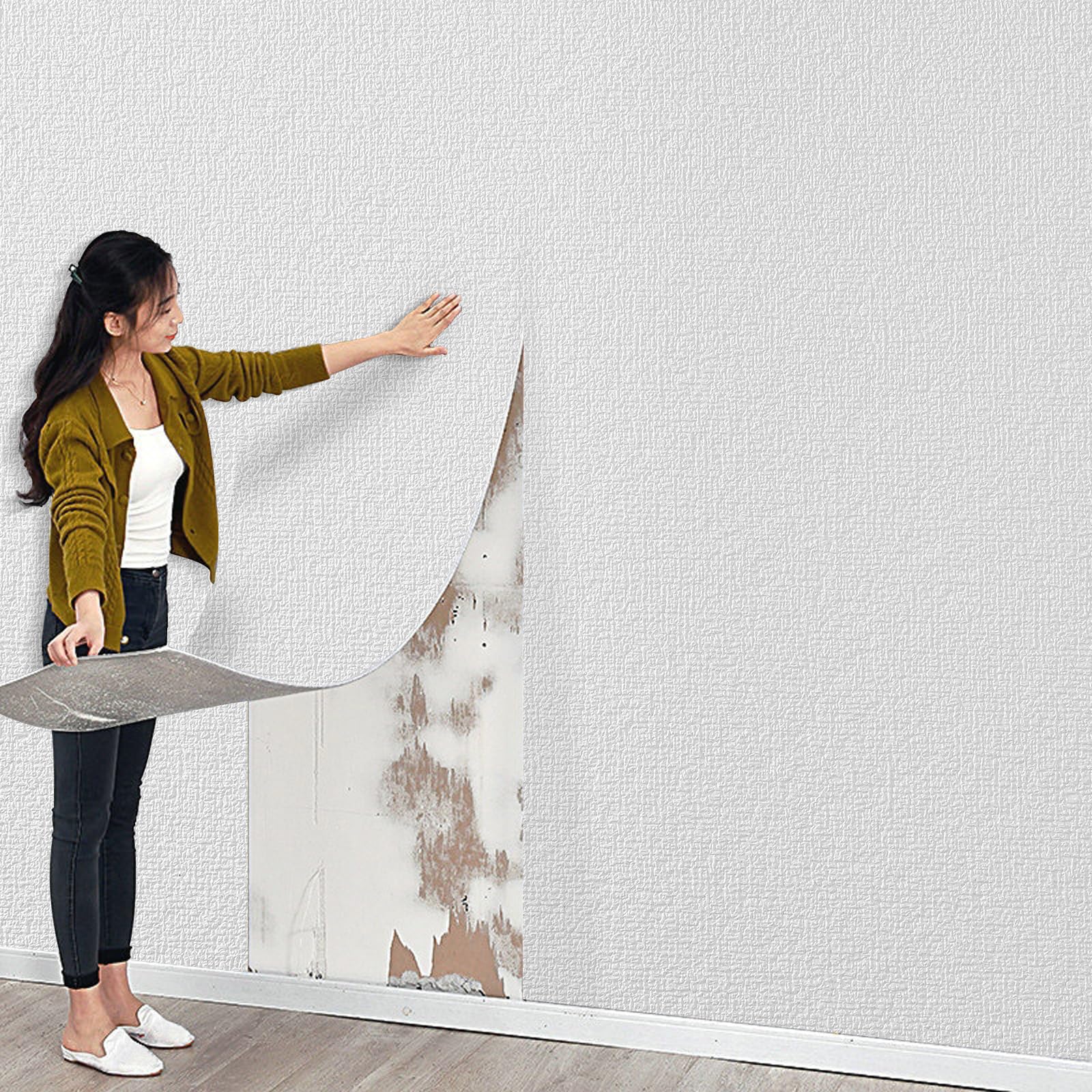 Tarwanear Self Adhesive Thermal Wallpaper, 3mm Thick White Peel and Stick Wall Panels Waterproof Insulation Thermal Wall Stickers for Living Room Bedroom Kitchen Bathroom Ceilings-2Rolls, 280 * 50cm