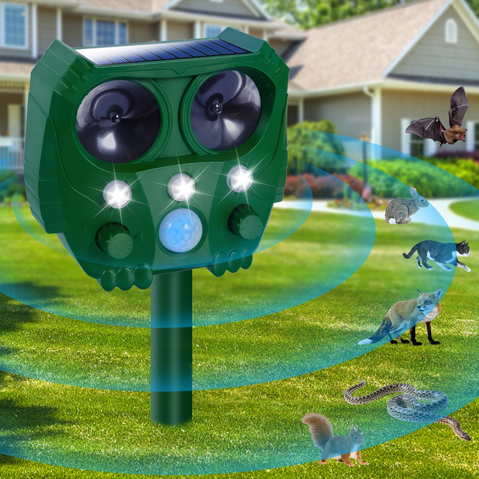 Répulsif Chat Ultrason Solaire Avec Détecteur De Mouvement - Anti Chats Chiens Rongeurs Oiseaux Pour Jardin Et Extérieur