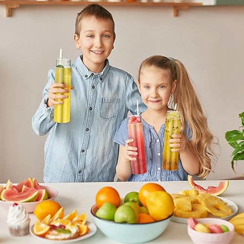 Miniatura 6 de Lallisa 24 botellas de jugo de plástico de 13.5 onzas de 13.5 fl oz con tapas, recipientes de jugo con tapas, botellas de agua a granel, recipientes