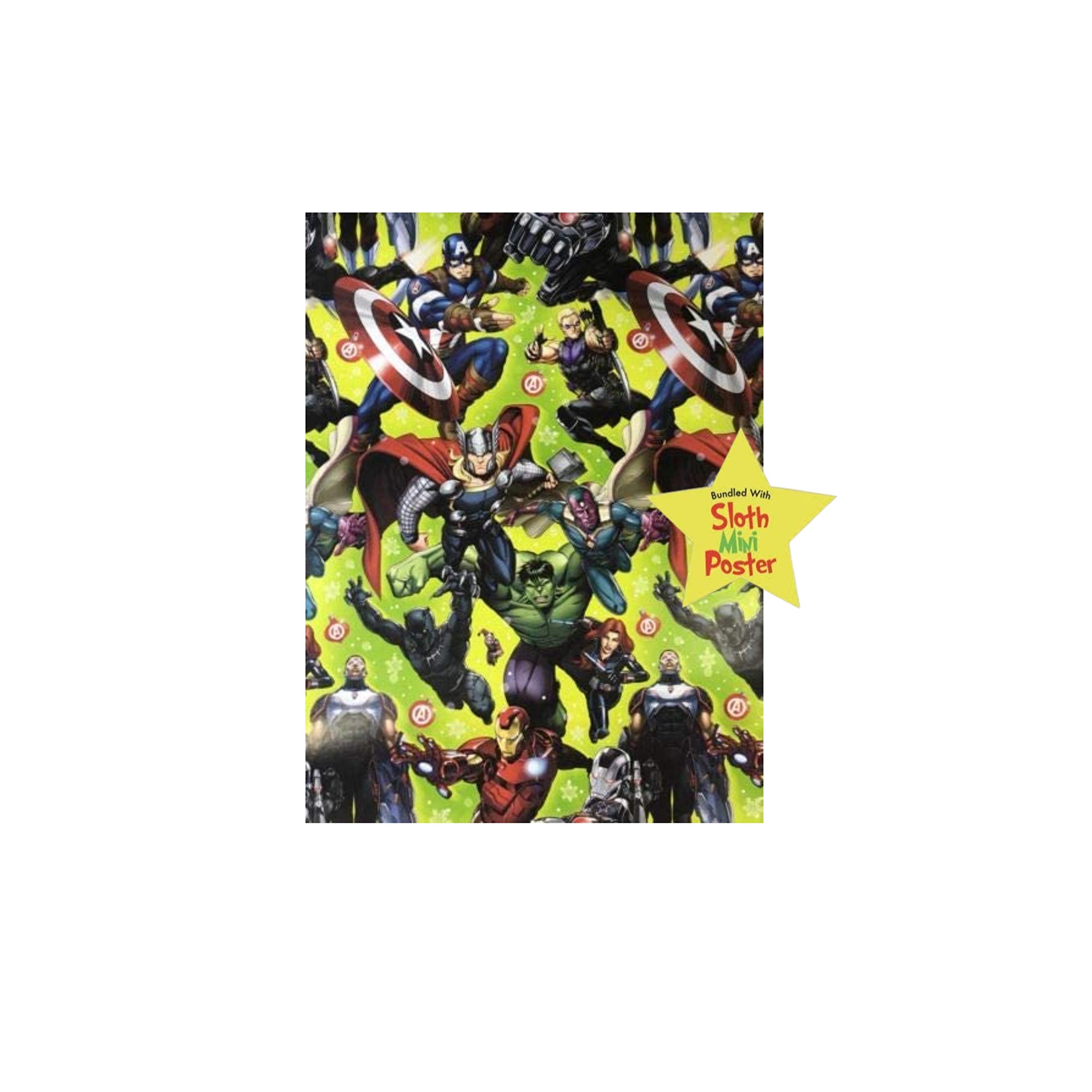Marvels Green Theme Gift Wrap Avengers - Wrapping Paper 20 sq ft. 1 Roll