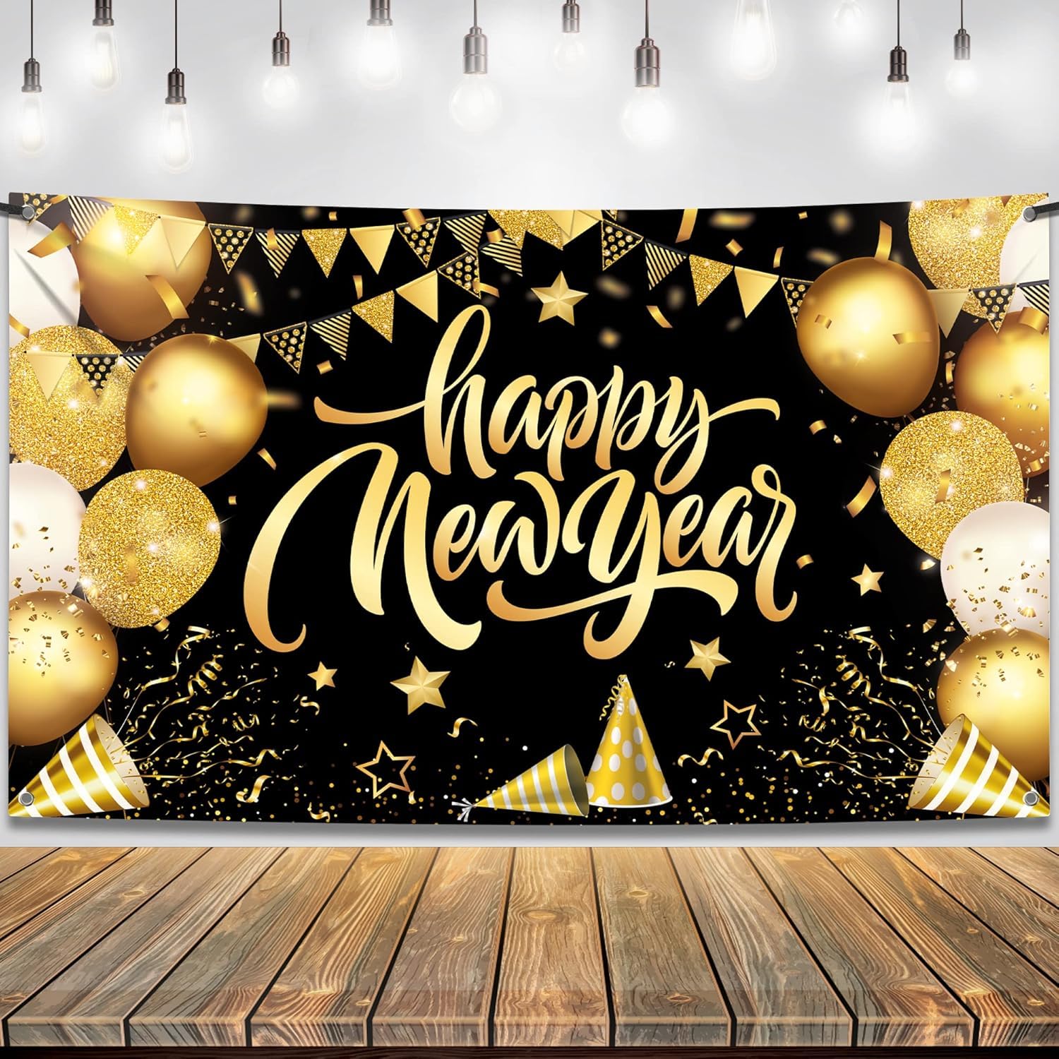 KatchOn, XtraLarge Happy New Year Banner - 72x44 Inch | Happy New Year Decorations 2025 | New Years Banner 2025 for NYE Decorations 2025 | Happy New Year Backdrop, New Years Eve Party Supplies 2025