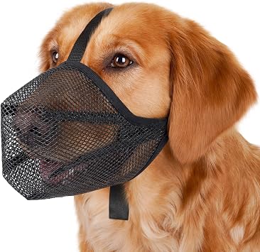 Mayerzon Dog Muzzle, Soft Mesh Muzzle for Small Medium Large Dogs Anti Bite Scavenging, Breathable Adjustable Mouth Guard for German Shepherd Labrador Golden Retriever in Grooming Walking Vet Visits