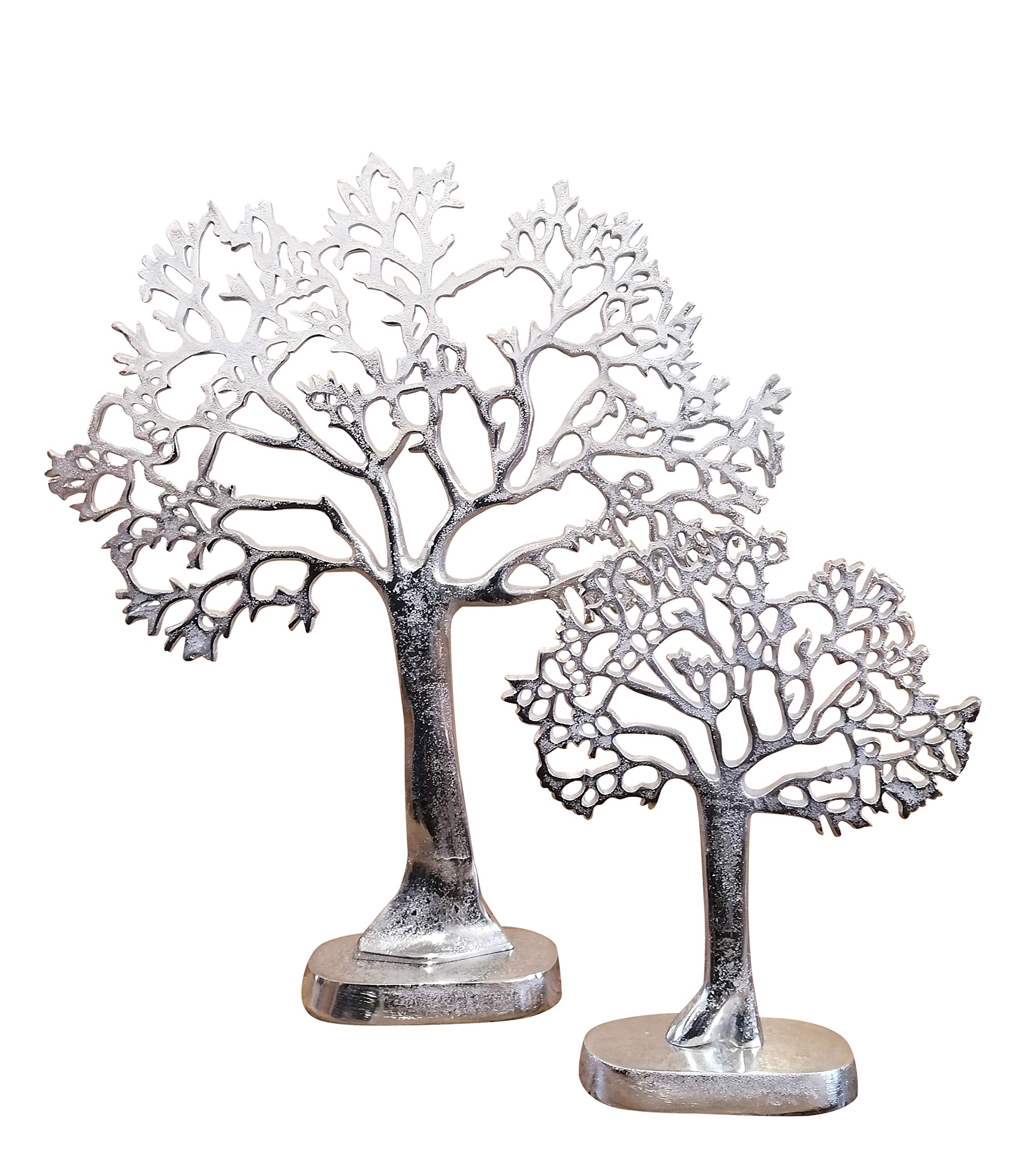 MichaelNoll Schmuckbaum Schmuckständer Schmuckhalter Lebensbaum Dekobaum Aluminium (Metall) Silber - Baum für Ringe, Ketten und Armbänder - 36 cm