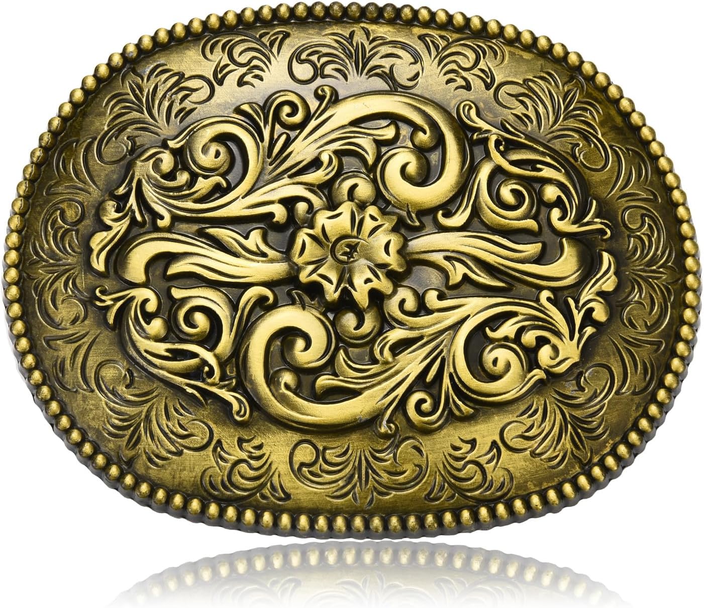 Western Belt Buckle for Men, Antique Engraved Flower Belt Buckle Women Halloween Christmas Gifts