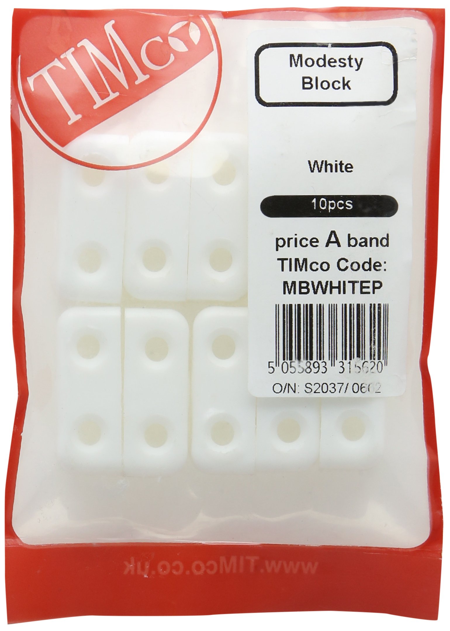 Timco White Modesty Block - (10-Piece) (Box Of 10)