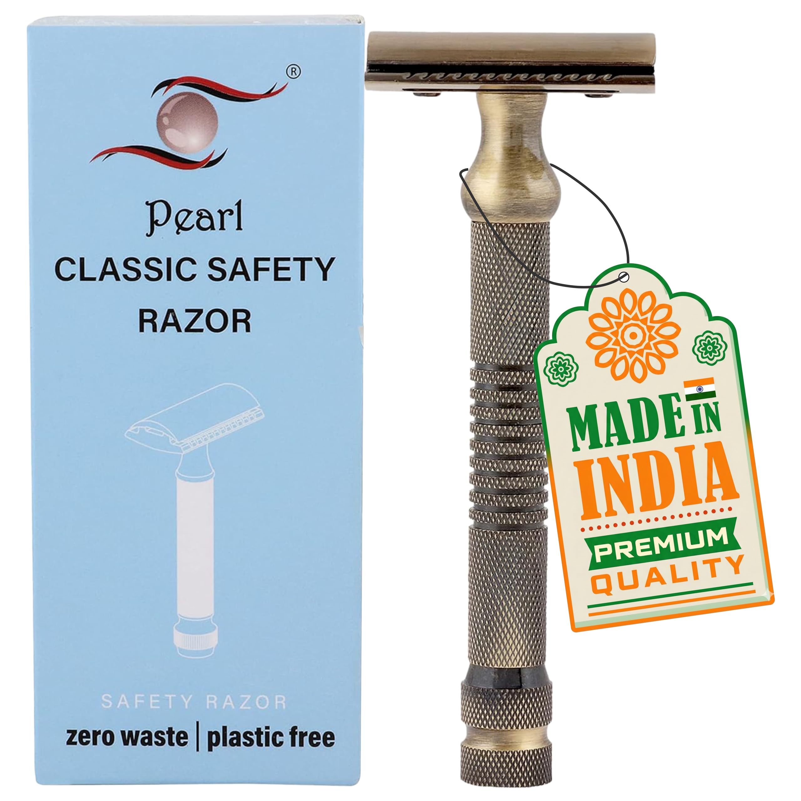 PEARL Men Shaving Double Edge Safety Razor (Shd-27 Antique Brass)