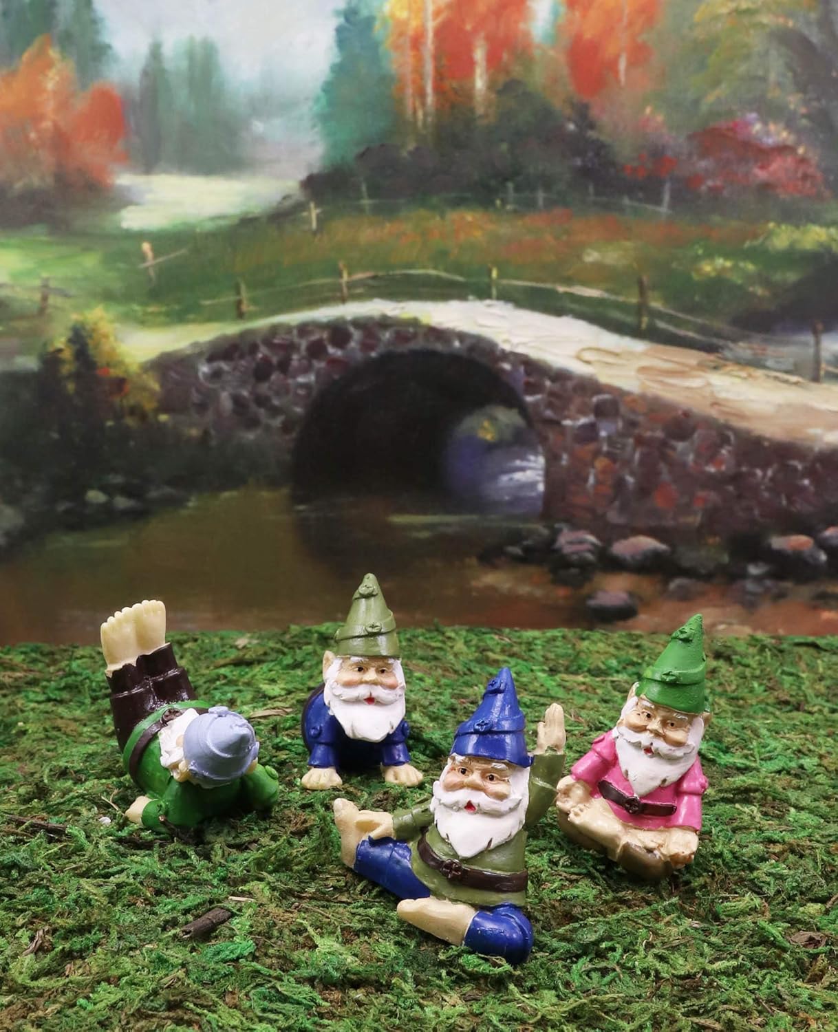 Ebros Whimsical Fairy Garden Multi Poses Yoga Gnome Small Miniature Figurines Set of 12 DIY Mr Gnomes Fantasy Collection Statue Home Decor for Terrariums Mini Planters or Gardens Shelf Sitters