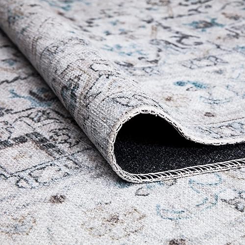 Miniatura 4 de Bloom Rugs Alfombra lavable antideslizante de 2 x 3 pies  Alfombra tradicional oriental azul marino y verde azulado para sala de estar, dormitorio,