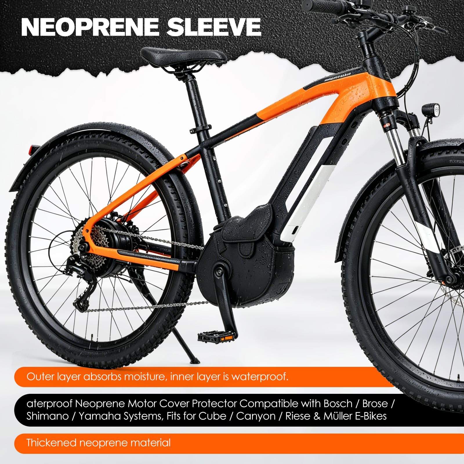 Telo Bicicletta da Esterno 5 Pezzi, Custodia per Motore Centrale e Batteria Ebike, Copertura per Manubrio, 2 Coperture per Pedali , Protezione da Pioggia e Polvere, Tessuto Nylon Neoprene Poliestere