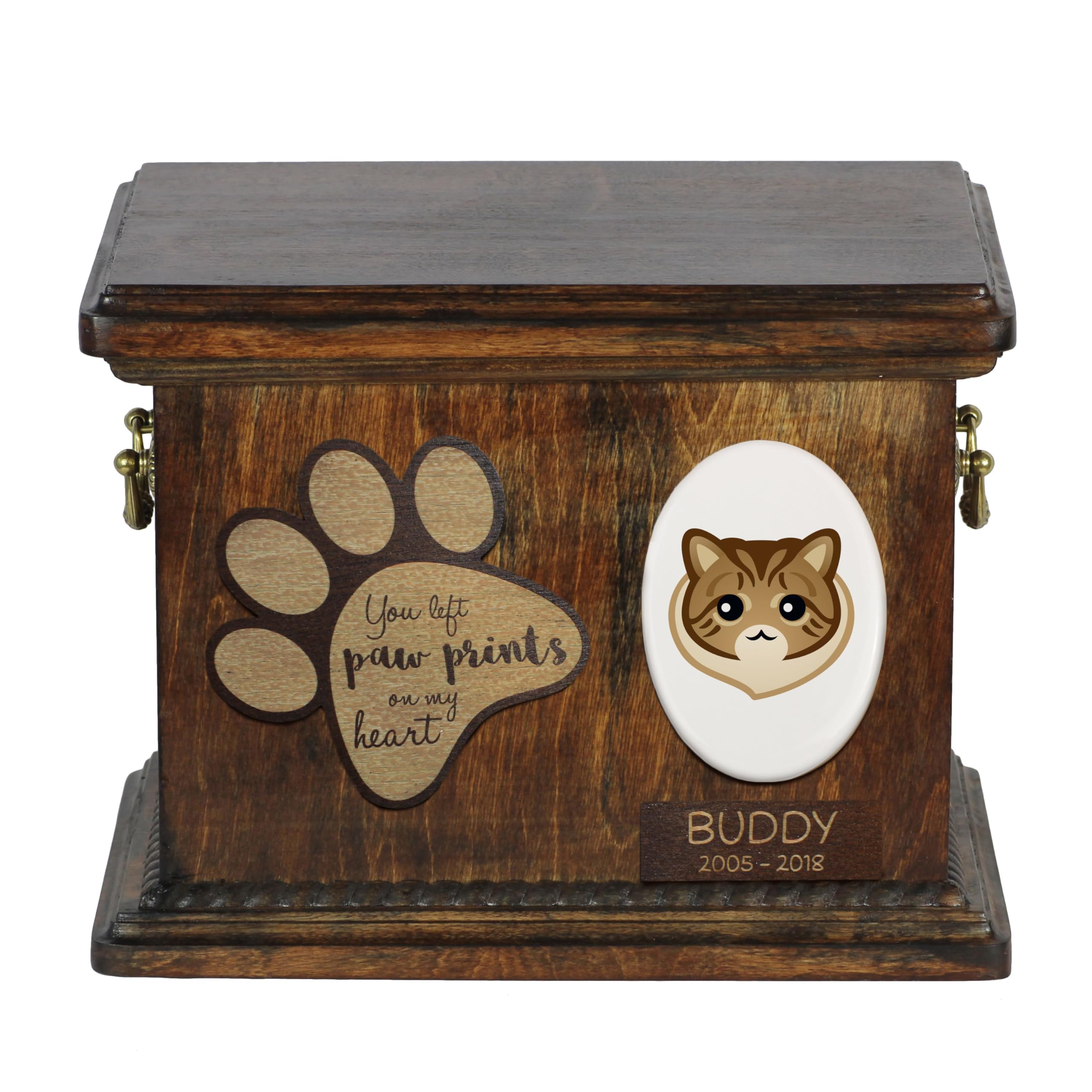 Urne pour cendres de chat boîte en bois décorative pour salon style sibérien