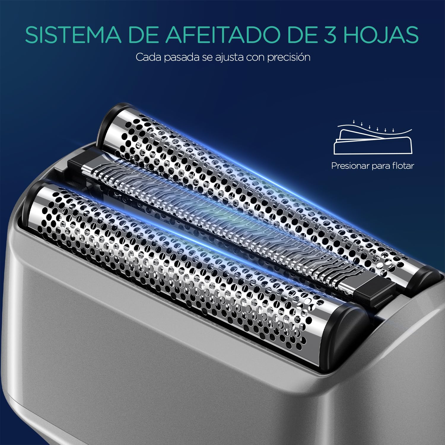 VOYOR Afeitadora Eléctrica Hombre 3 En 1 Portátil IPX6 Impermeable Flotante De Láminas Recargable E Inalámbrica TX310 (Gris)