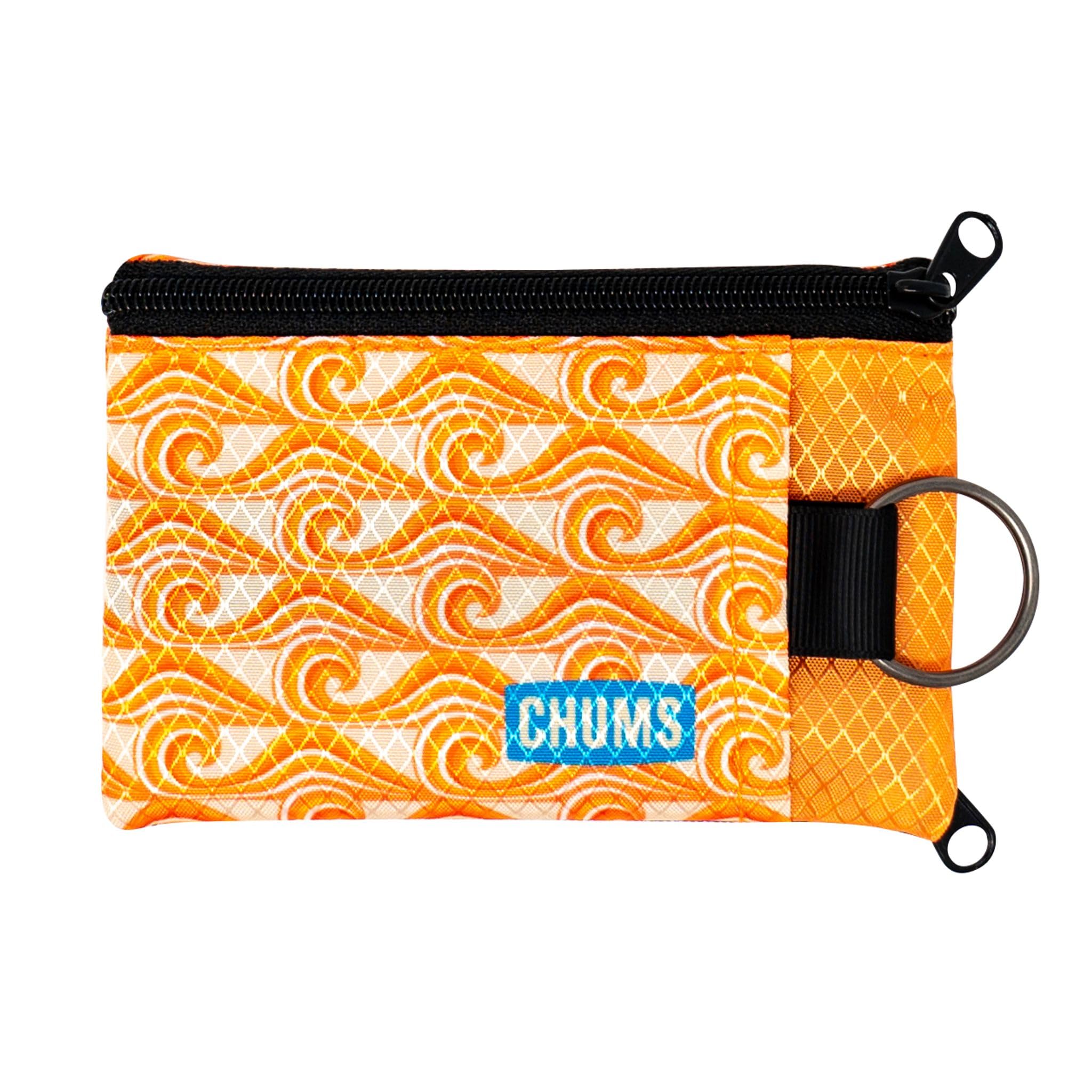 Chums Surfshorts Wallet - Lightweight Slim Wallet with RFID Blocking Card & Clear ID Window - Zippered, Water Resistant w/Key Ring (Tide)