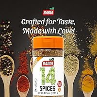 Vista 4 de Badia Condimento multiusos sin sal de 14 especias, 4.25 onzas, mezcla sabrosa de ajo, cebolla, hierbas, especias y pimientos
