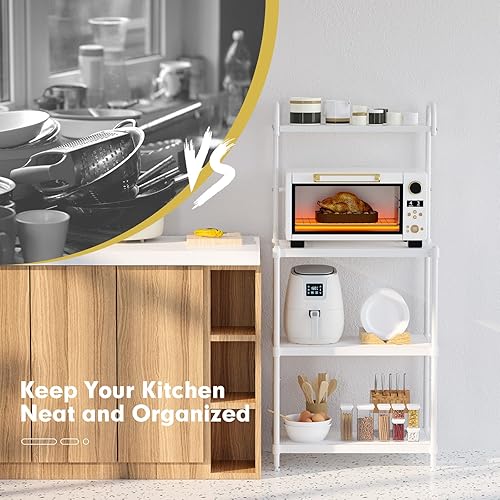 Miniatura 4 de MEDIMALL Estante para panaderos para cocina soporte para microondas de 4 niveles estante de almacenamiento para carrito de microondas barra de café