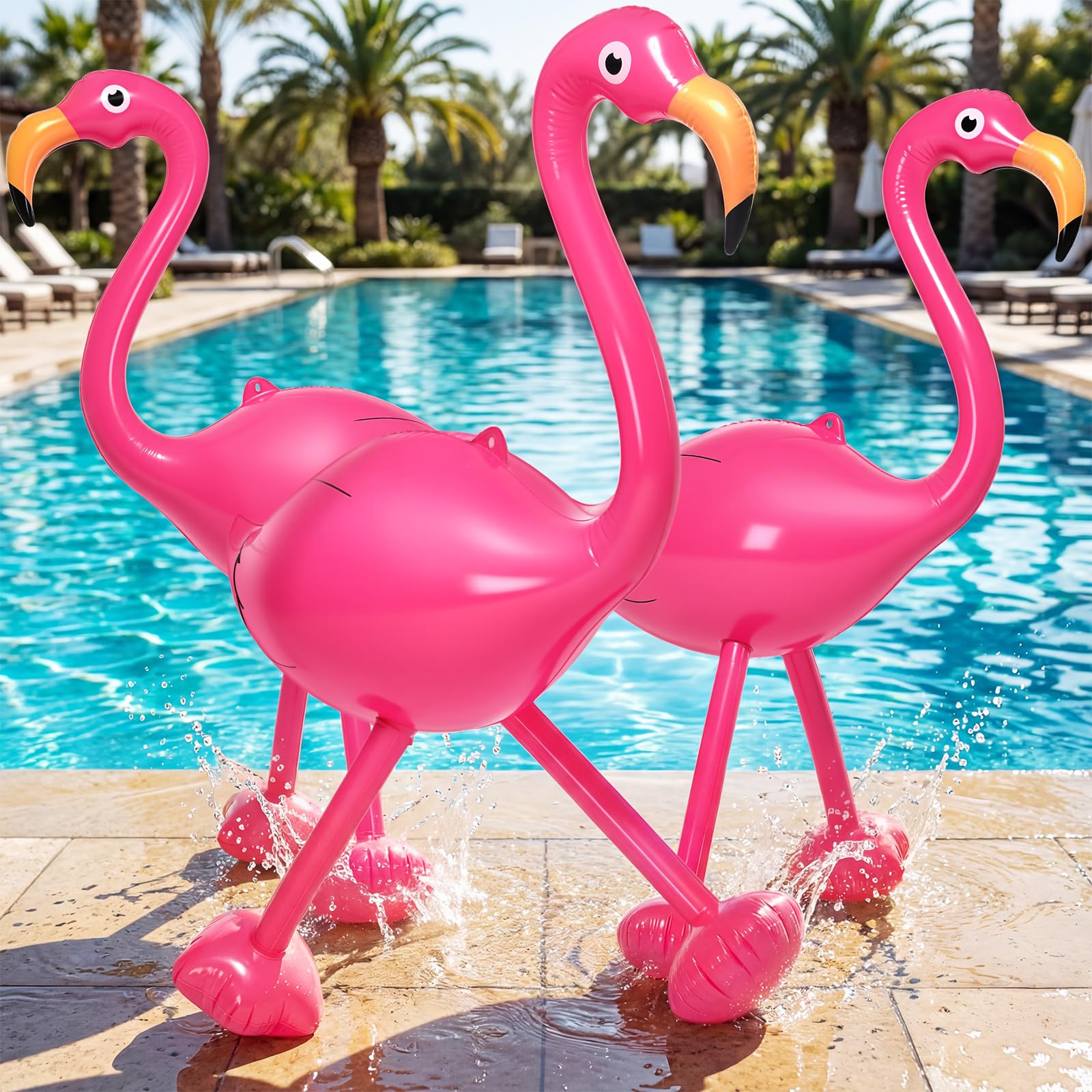 Photo 1 of Realspring 60 Inch Inflatable Pink Flamingo Pool Toy (3 Pcs)