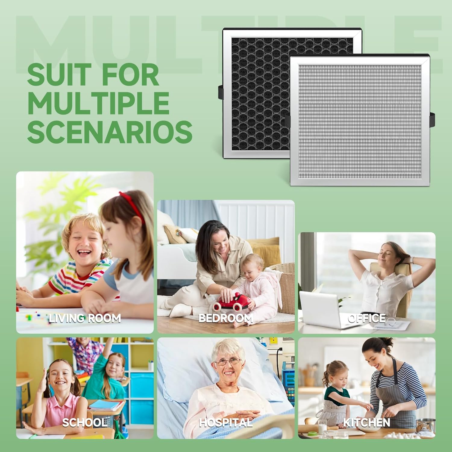 SAKEGDY 4-Pack JF180 Replacement Filter Compatible with JF180 Purifier, 4×Filters + 12×Aroma Pads