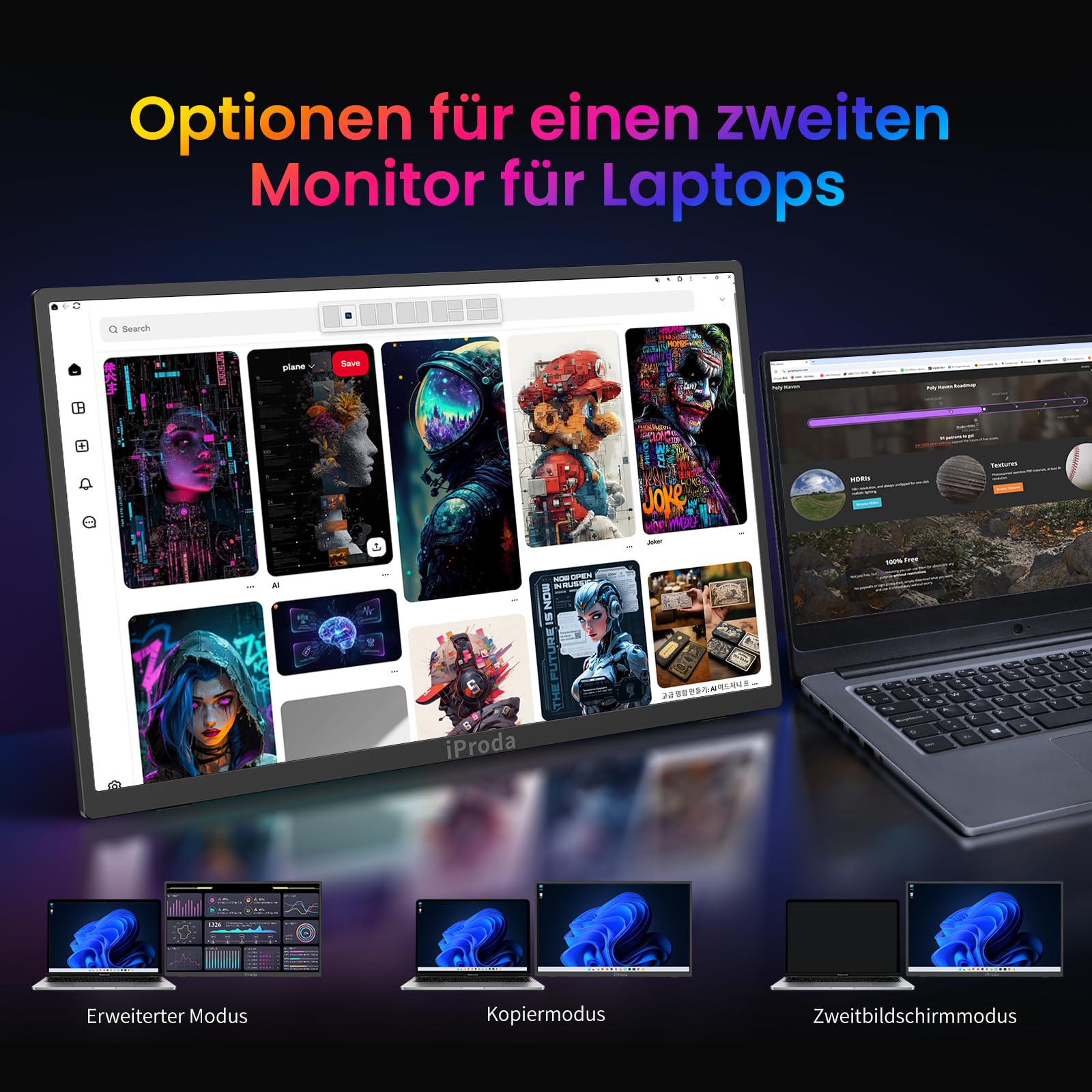 Monitor portátil para videojuegos de 18,5 pulgadas, 120 Hz, FHD 1080P, USB-C y Mini HDMI, 100% sRGB, VESA 75 x 75, pantalla externa para ordenador portátil/PC/PS4/PS5/Switch/Xbox