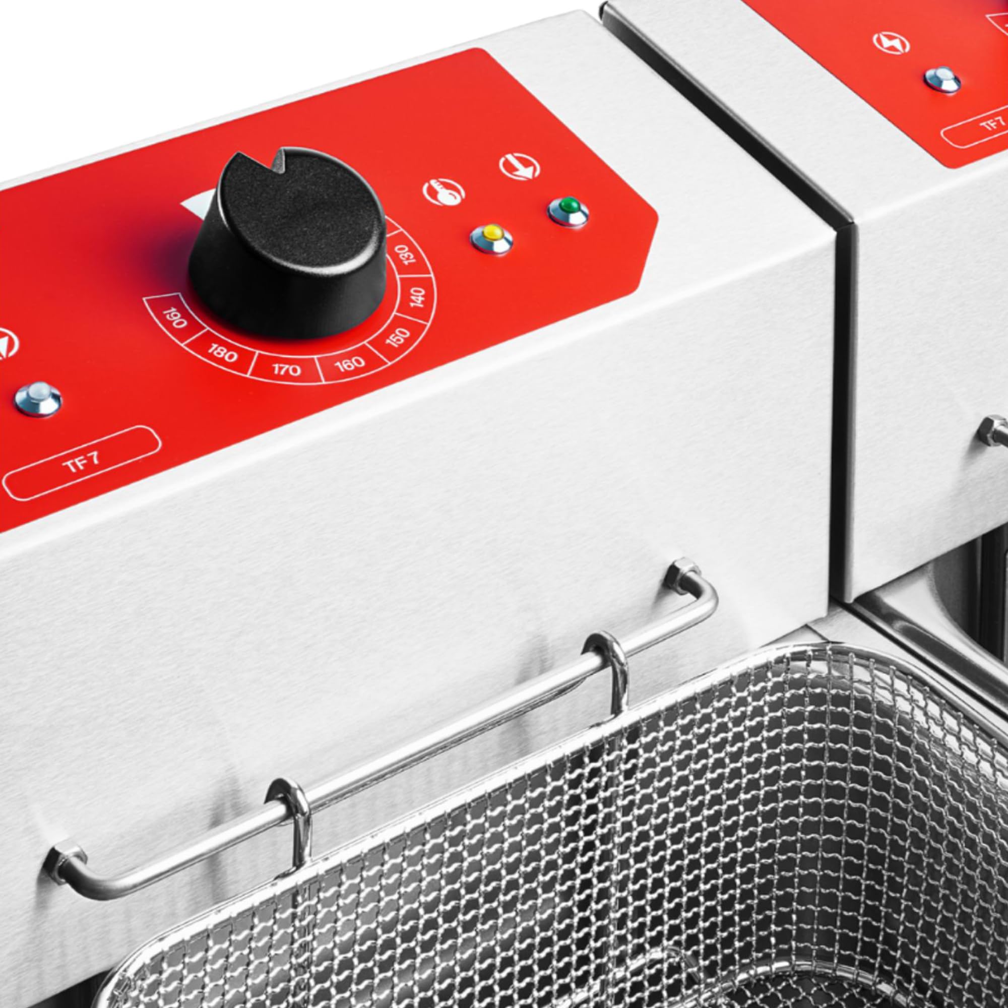MBH - Freidora Eléctrica Industrial Valentine Trifásica de 7 + 7 Litros con 2 Cestas para Hostelería. Freidora Profesional de Acero Inoxidable para Bar, Restaurante y Cocina Industrial